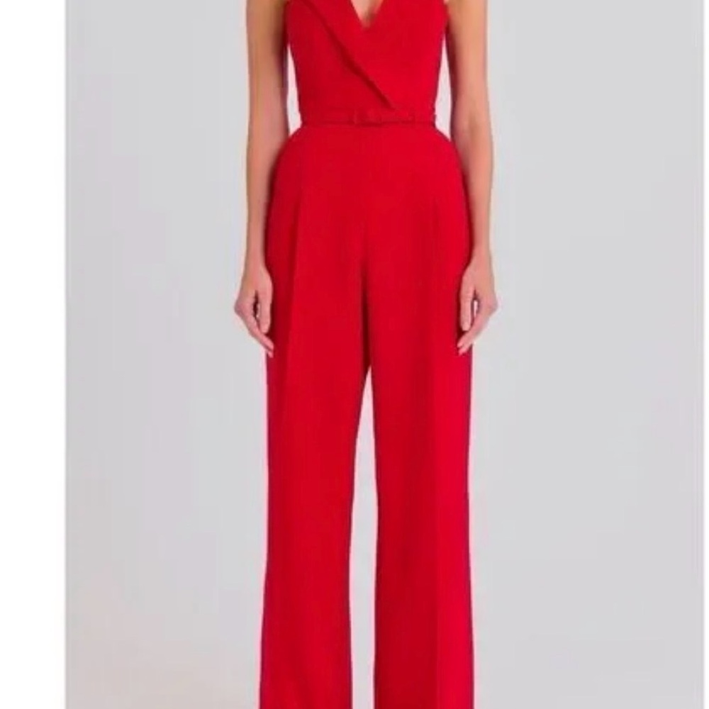 NADINE MERABI Vibrant Red Jumpsuit